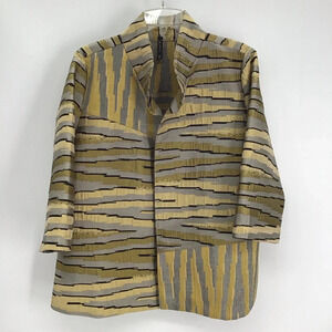 IC by Connie Printed Dress Jacket Cocktail Party Holiday Gold/Black Size XXL